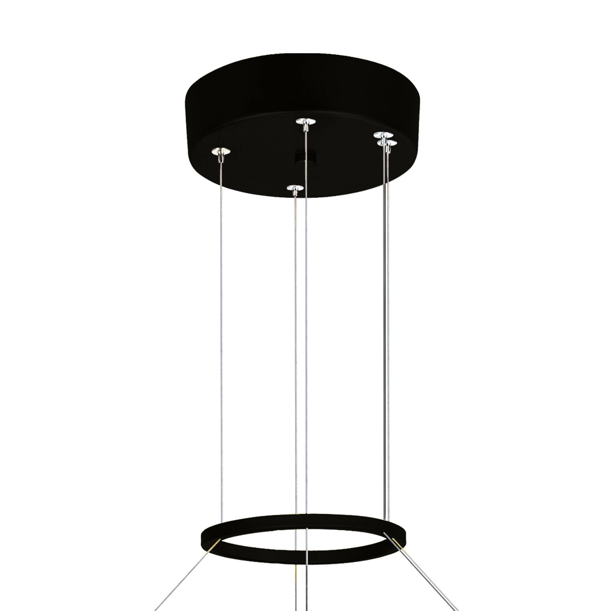 Alt View 1. CWI Lighting - Guadiana 24 in LED Black Chandelier - Black & Satin Gold.