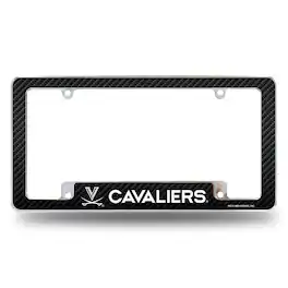Rico Industries - Virginia Cavaliers Chrome Metal License Plate Frame with Carbon Fiber Design - Multi
