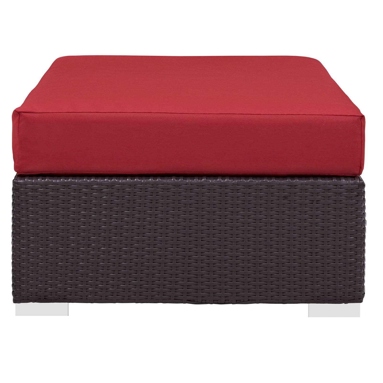 Back. Modway - Convene Outdoor Patio Fabric Rectangle Ottoman by Modway - Espresso Red.