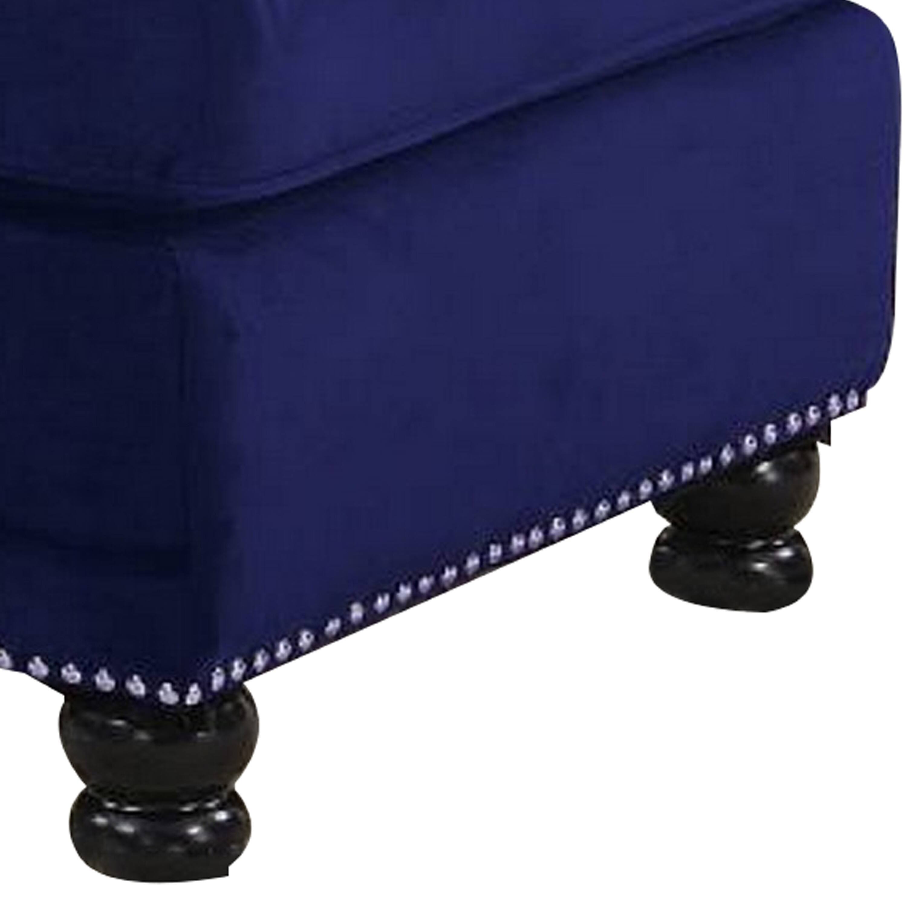 Alt View 1. Manhattan Lane - 46 Inches Nailhead Trim Velvet Upholstered Ottoman - Blue.