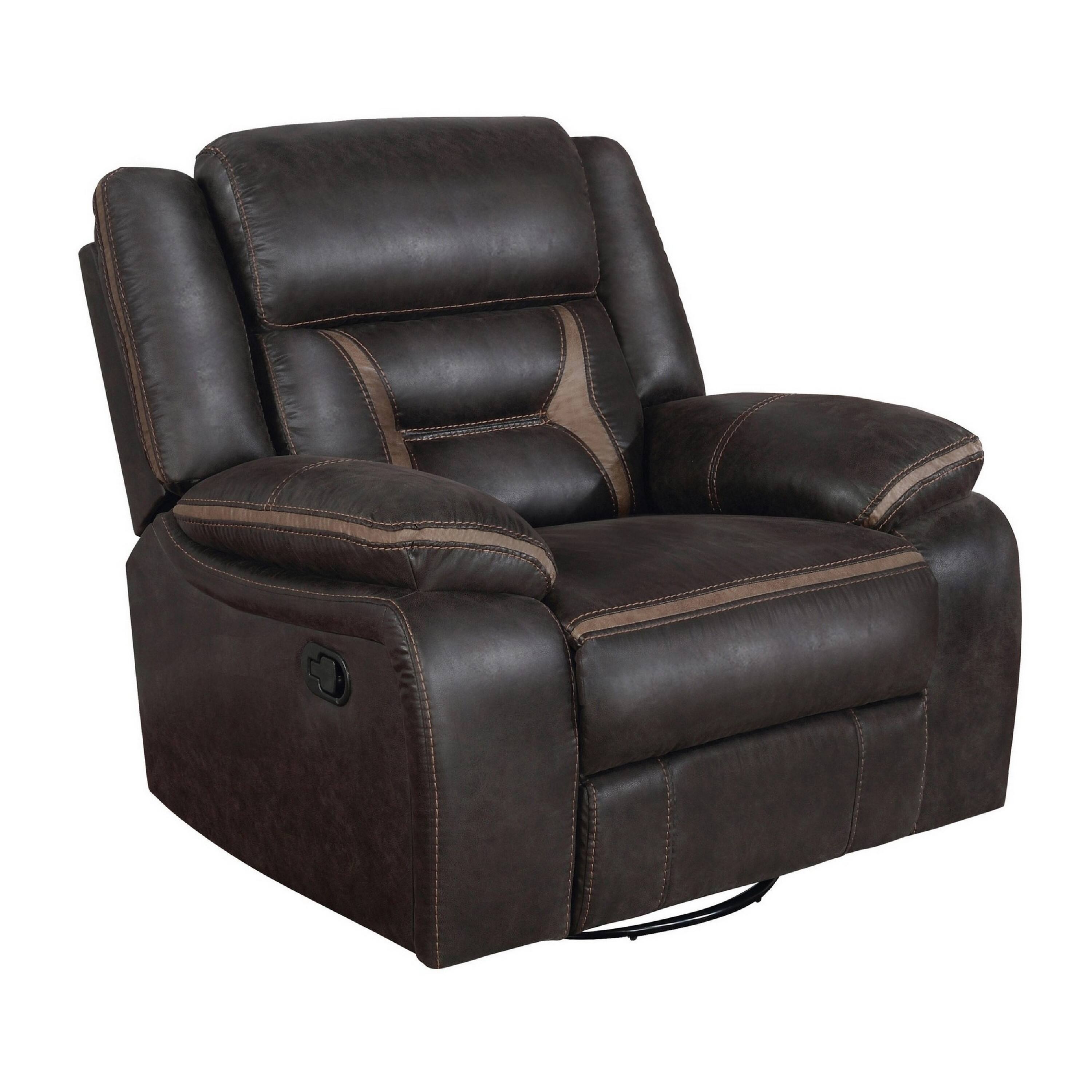 Front. Manhattan Lane - Jake 41 Inch Gliding Manual Recliner, Pillowtop,   Faux Leather - Brown.