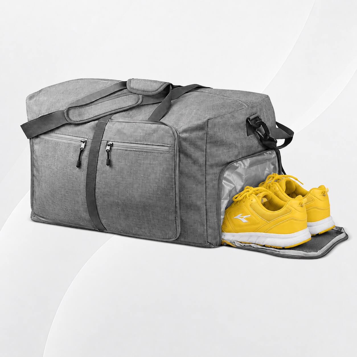 Alt View 2. Fosmon - Duffle Bag for Travel, 65L Duffel Bag, Foldable Duffle Bag Travel Bag Gym Bag Weekender Bag With Shoe Compartment, Gray - Gray.