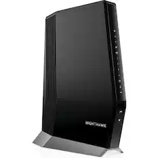 Front. NETGEAR - CAX80-100NAR Nighthawk AX6000 6Gbps DOCSIS 3.1 WiFi 6 Cable Modem - Refurbished Excellent - Black.