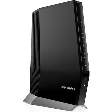 Front. NETGEAR - CAX80-100NAR Nighthawk AX6000 6Gbps DOCSIS 3.1 WiFi 6 Cable Modem - Refurbished Excellent - Black.