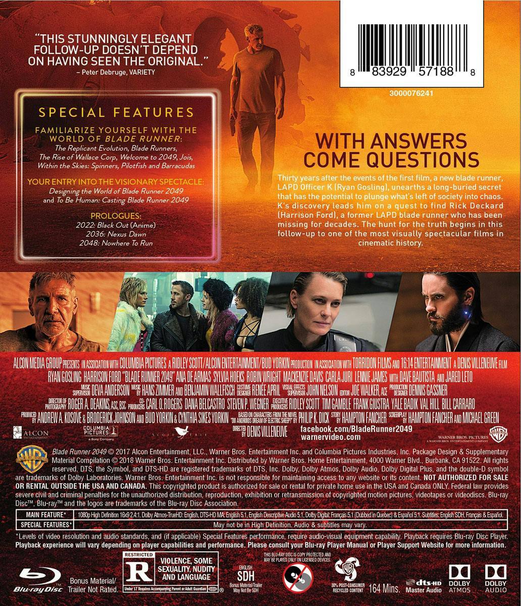 Back. Blade Runner 2049   - BLU-RAY.