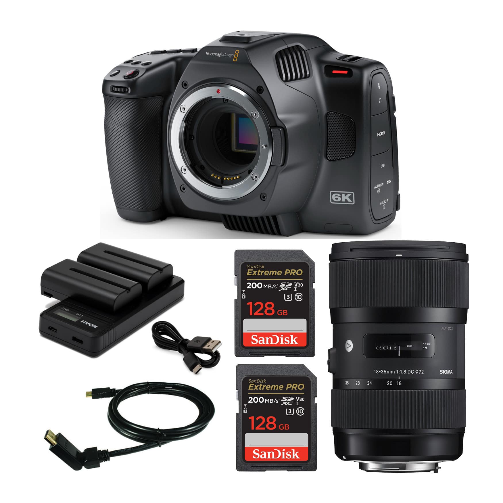 Blackmagic Design - Blackmagic Pocket Cinema Camera 6K G2 (Canon EF) w/ 18-35mm Accessory Bundle