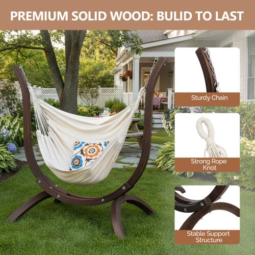 PREMIUM SOLID WOOD: BUILT TO LAST

- Sturdy Chain
- Strong Rope Knot
- Stable Support Structure