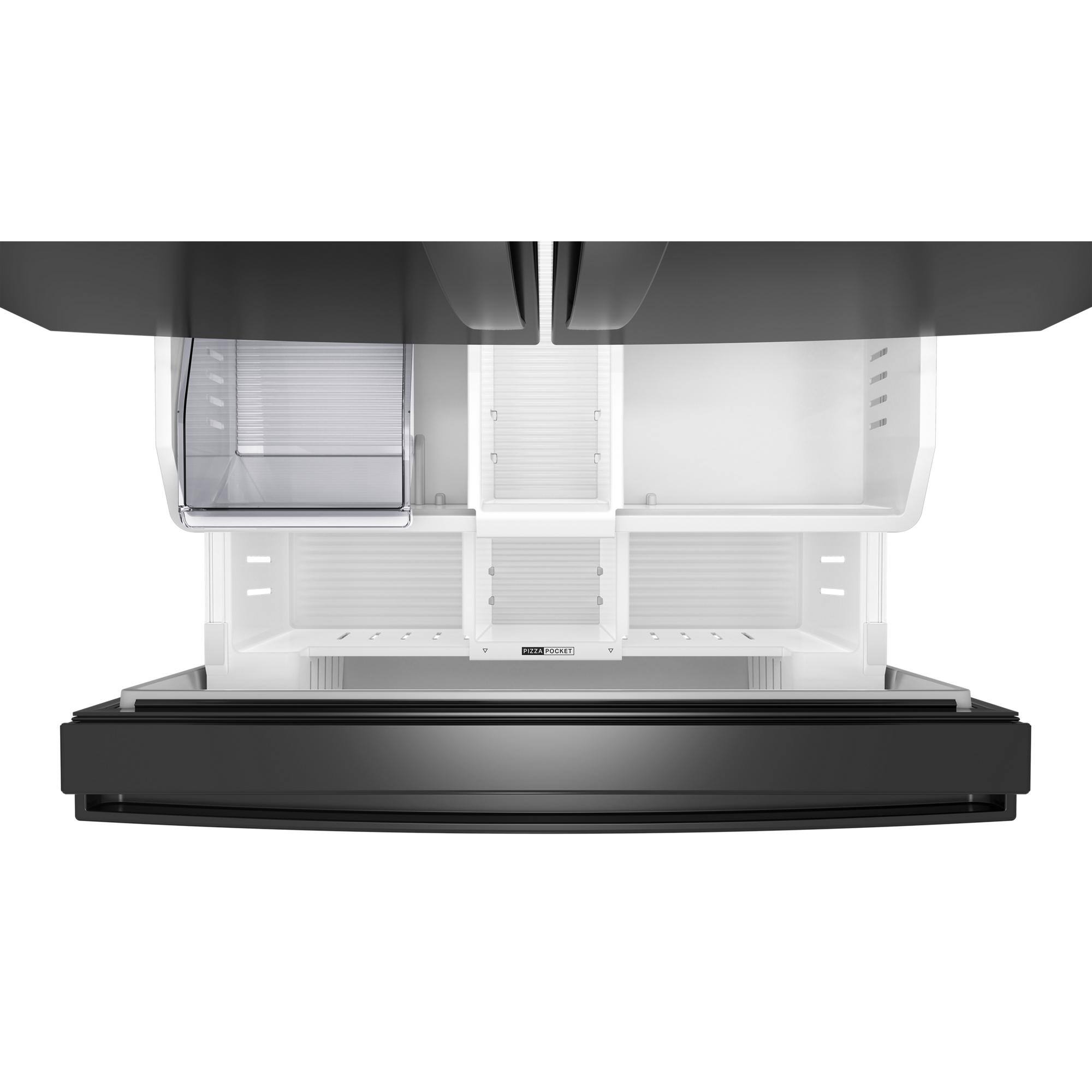 Left. Whirlpool - 30.53 cu. ft. French Door Bottom Freezer Refrigerator with More space with Family-Sized Capacity - Black.