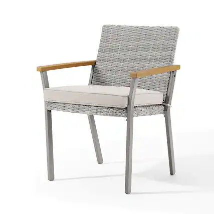 Front. Songmics Home - Sencillo Collection - Dining Chair with Faux Wood Armrests - Gray.