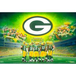 Deacon Jones Foundation - Green Bay Packers "Cheese Heads Rejoice" Fine Art Canvas Print 28" x 40" by Artist Ben Teeter - Multicolor