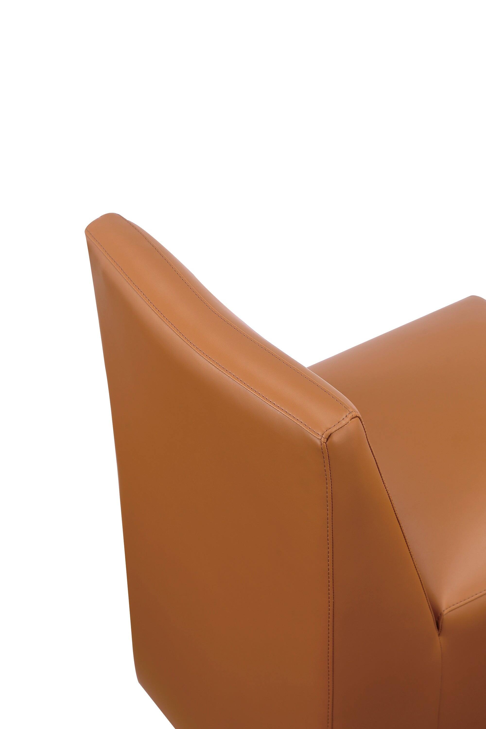Alt View 6. Manhattan Comfort - Anna Square Modern Vegan Leather Dining Chair - Set of 2 - Saddle Brown.