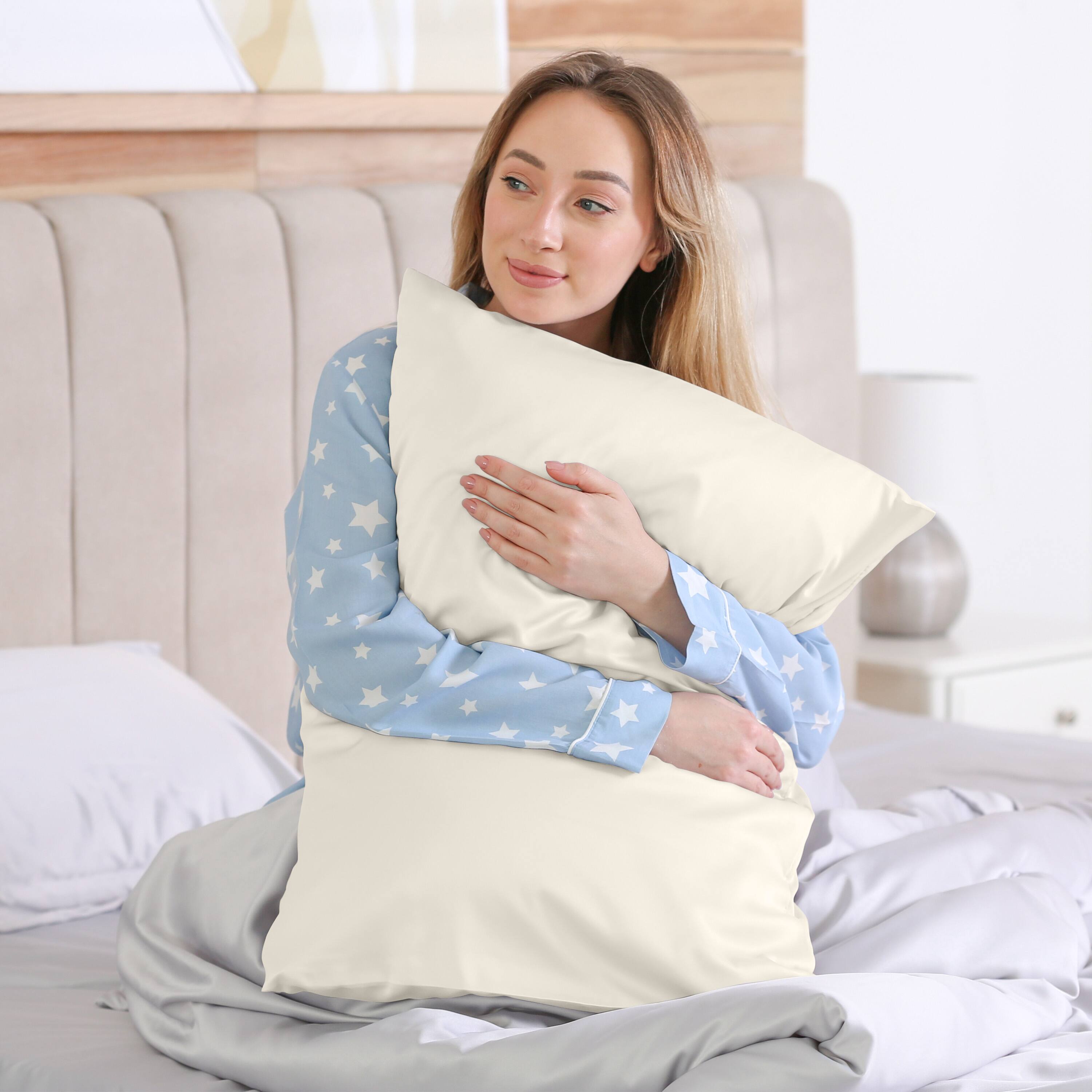 Alt View 2. Sleepgram - Sleepgram Regular King Size Breathable Cooling Grade 6A Silk Pillowcase, White - Ivory.