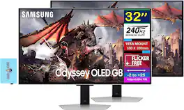 Samsung - 32" Gaming Monitor with HDR10, 240Hz 4K UHD Display, VESA Mount, HDMI, DisplayPort & DKZ Hub Color 2 Pack - Silver