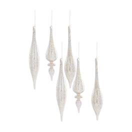 BreeBe - Champagne Jeweled Glass Drop Ornament (Set of 6) - Champagne, Gold, Silver