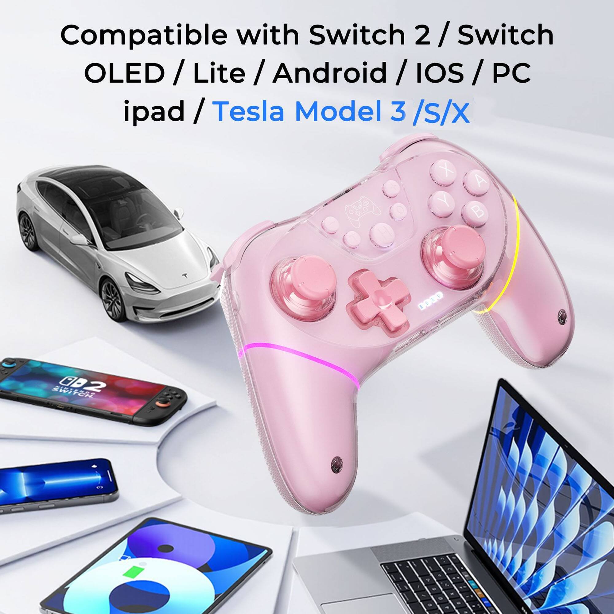 Compatible with Switch 2 / Switch OLED / Lite / Android / iOS / PC / iPad / Tesla Model 3 / S / X