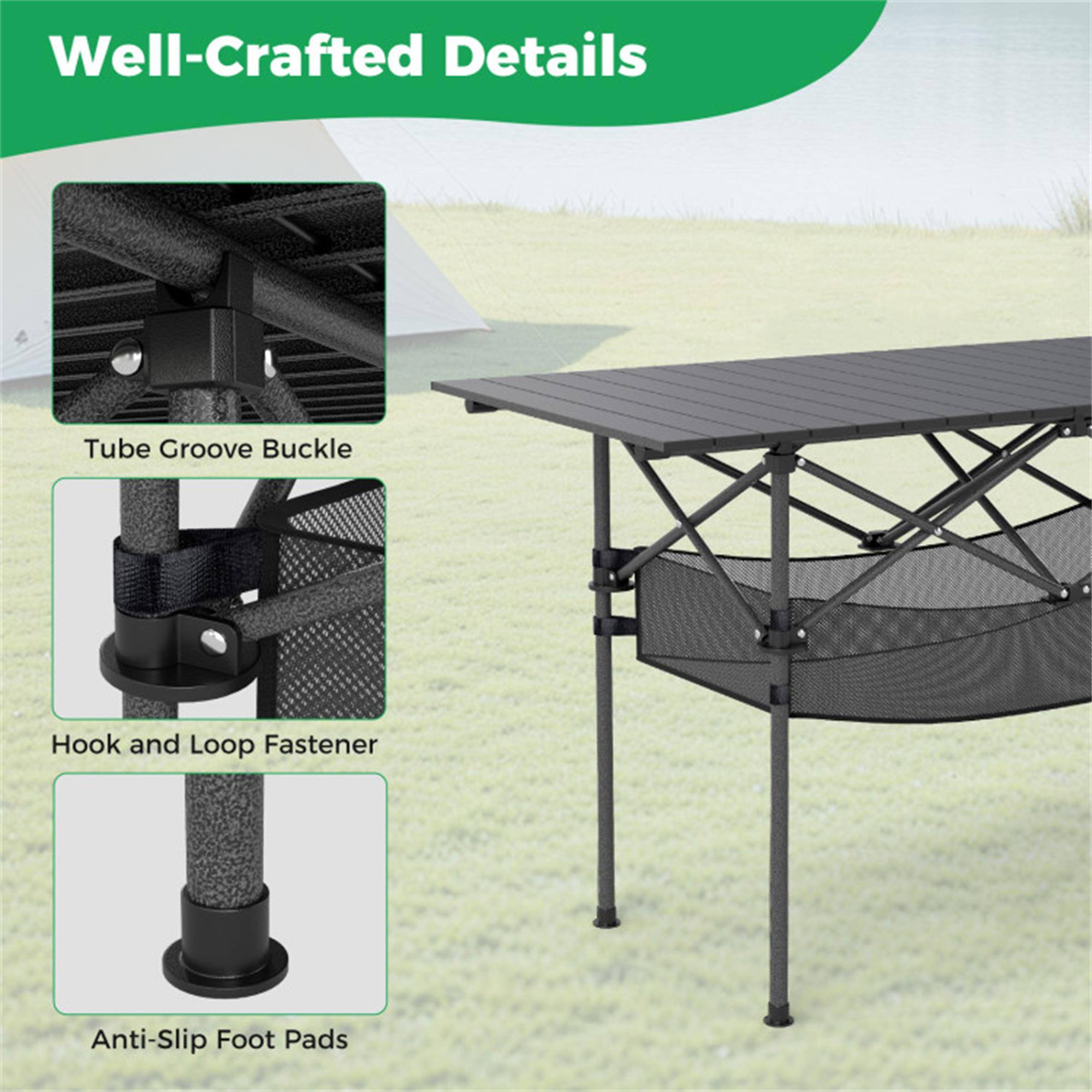 Well-Crafted Details

- Tube Groove Buckle
- Hook and Loop Fastener
- Anti-Slip Foot Pads