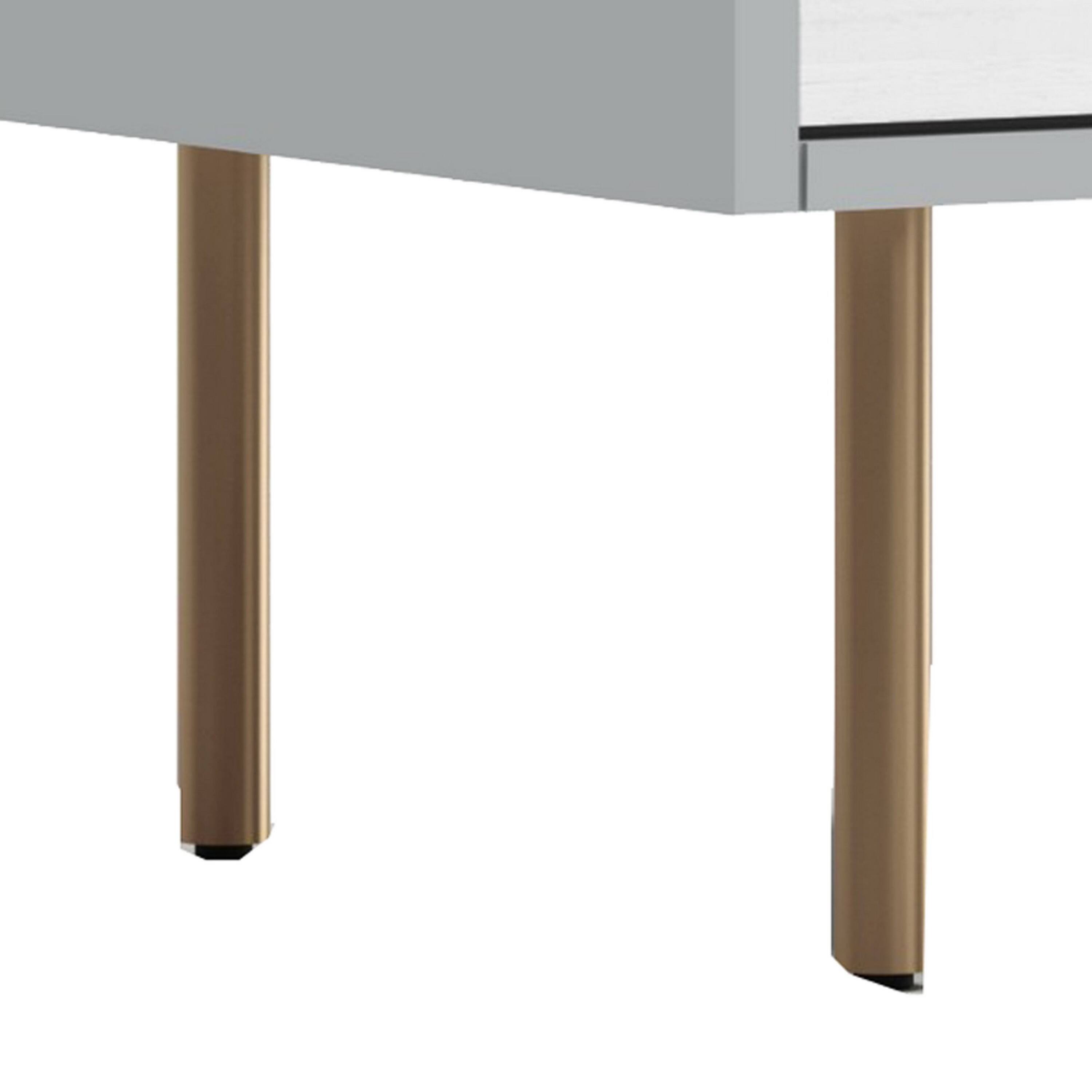 Alt View 1. Manhattan Lane - Dap 24 Inch 2 Drawer Nightstand, Satin  Handles and Legs - Gray, White, Gold.