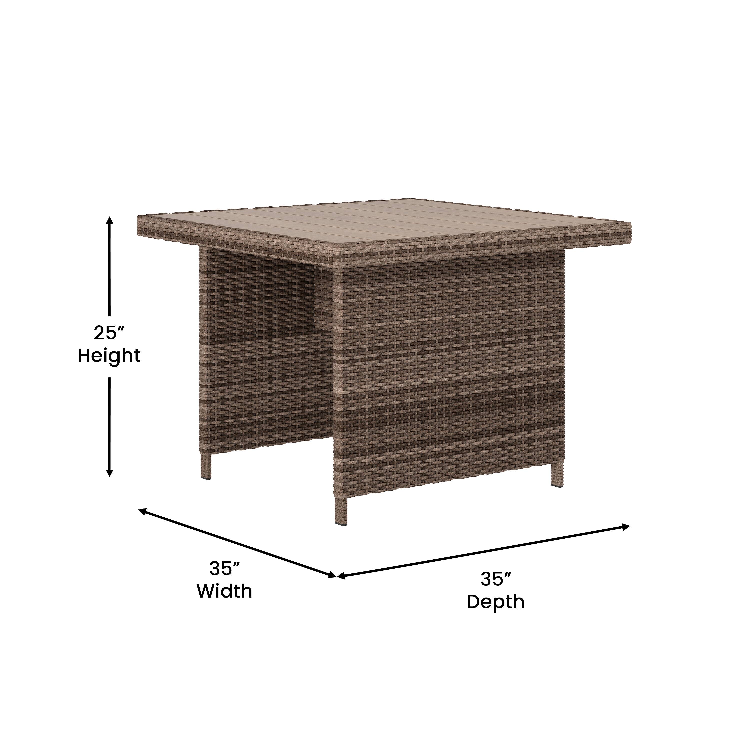 25" Height, 35" Width, 35" Depth