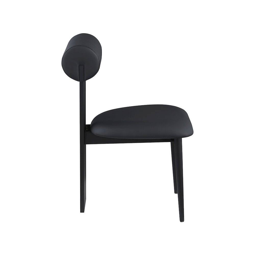 Alt View 3. Meridian Furniture - Dario Black Vegan Leather Dining Chair, Set of 2 - Black.
