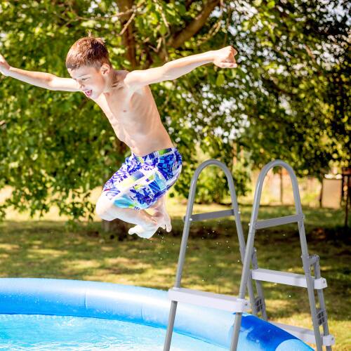 Alt View 9. Winado - 4-Step Swimming Pool Safety Ladder Steel Frame 300lbs Capacity for Outdoor Above Ground Pools, Double-Sided Pool Stairs - Gray Frame & White Pedals.