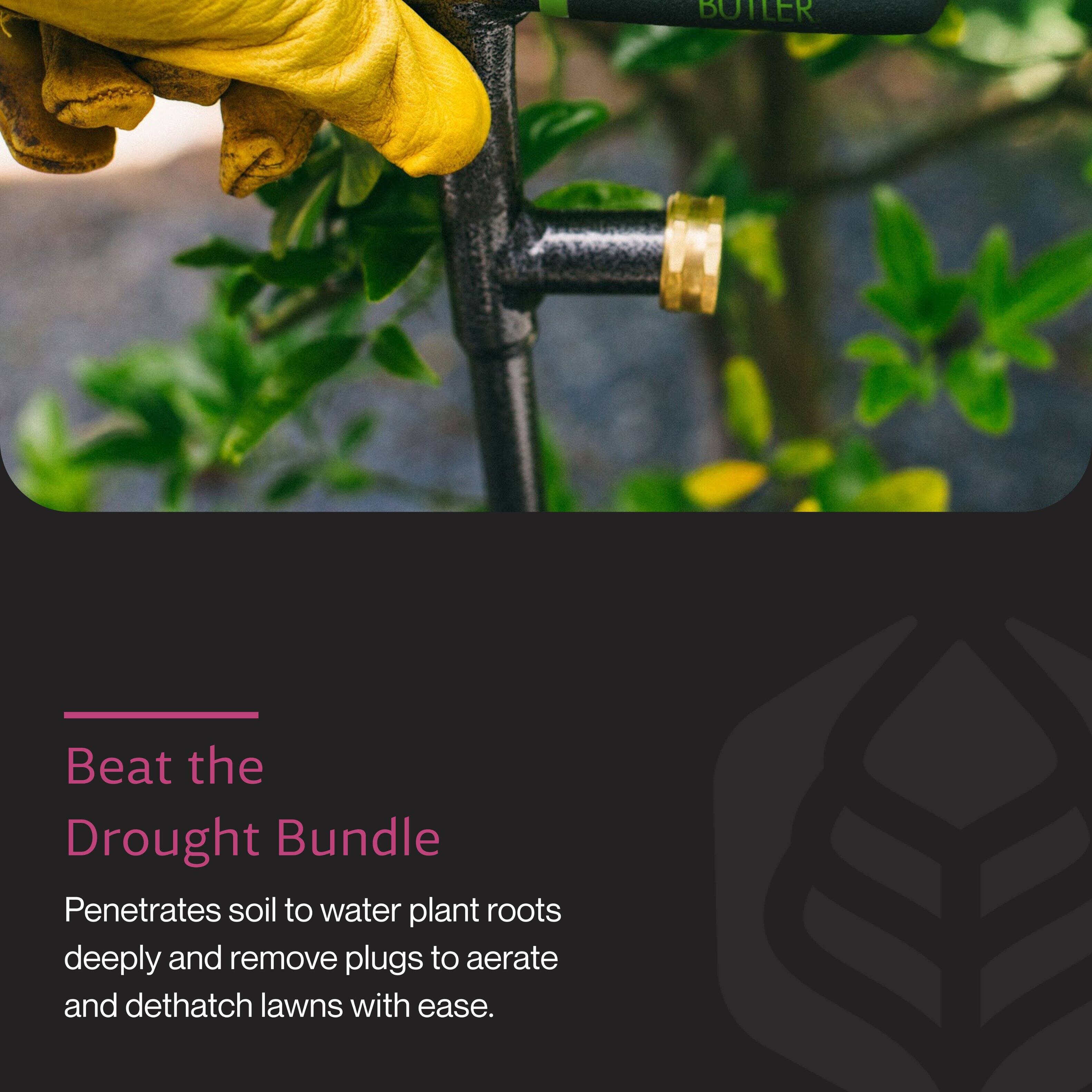 BUTLER Beat the Drought Bundle

Penetrates soil to water plant roots deeply and remove plugs to aerate and dethatch lawns with ease.