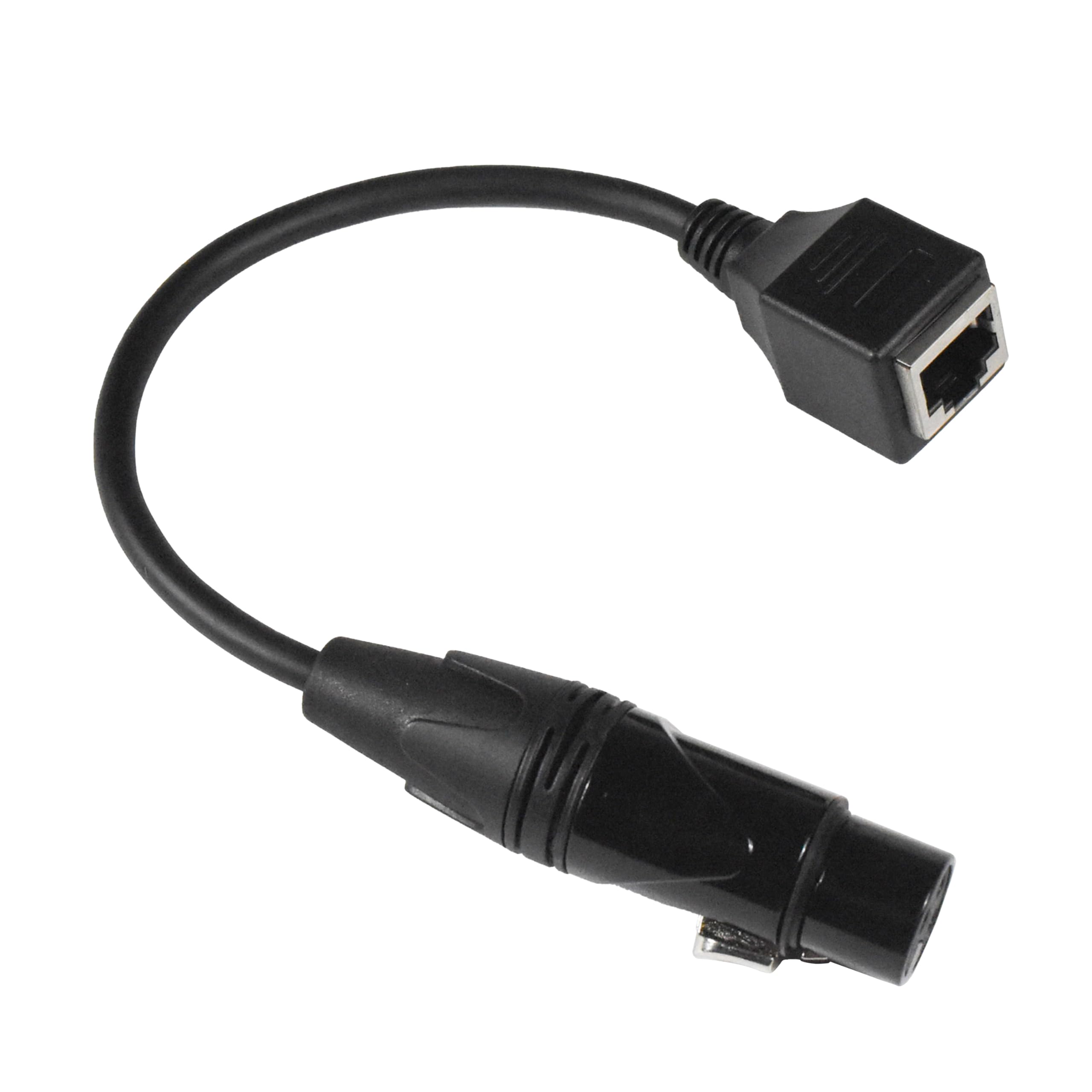 Alt View 5. HQRP - 3-Pin XLR Female to RJ45 DMX512 Adapter Cable - Cat5 Ethernet Extension 8 in - Black.