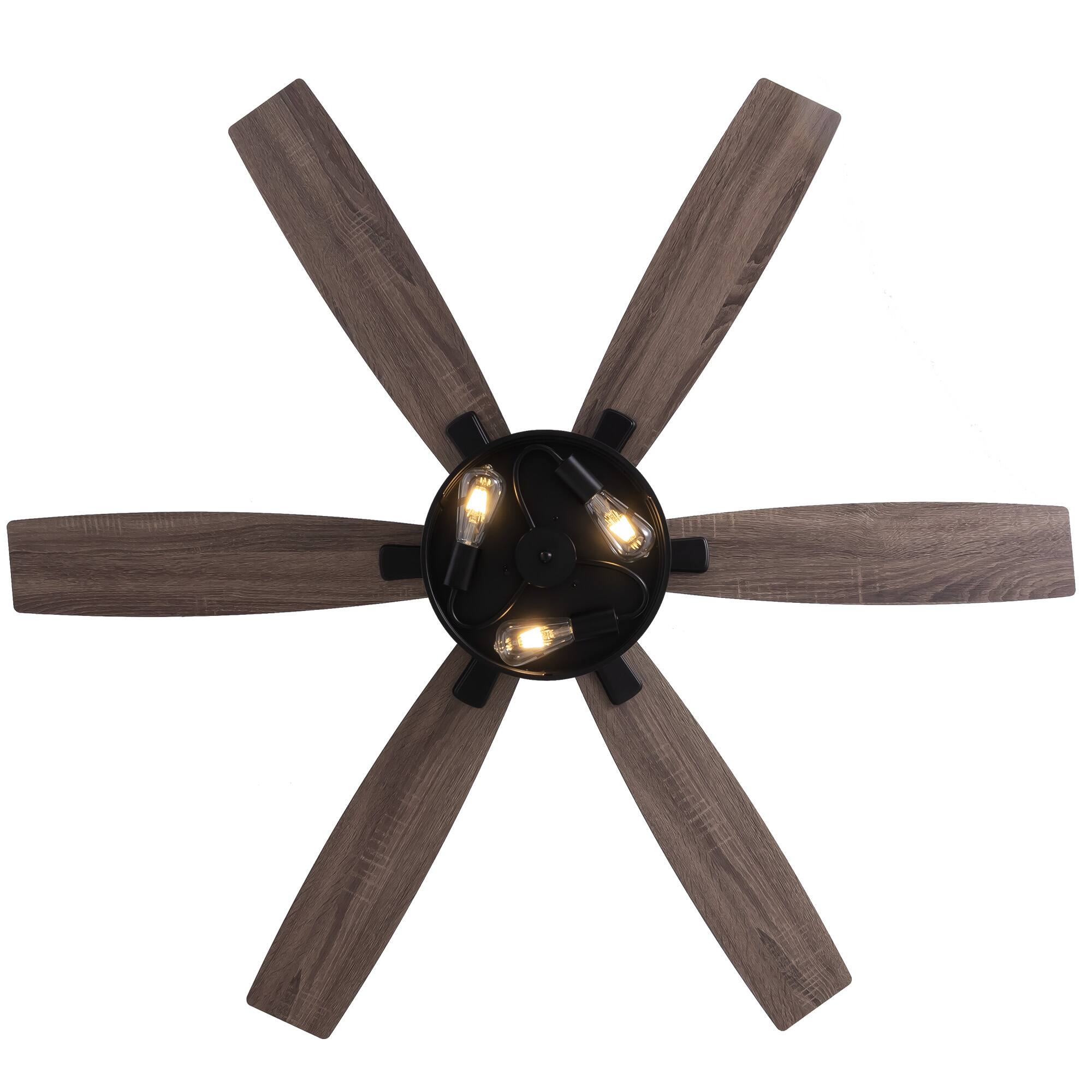 Alt View 7. Siljoy - 60-Inch Matte Black Farmhouse Cage Ceiling Fan with Light 6 Big Dual Color Blades for Living Room Bedroom Kitchen Patio - Black.