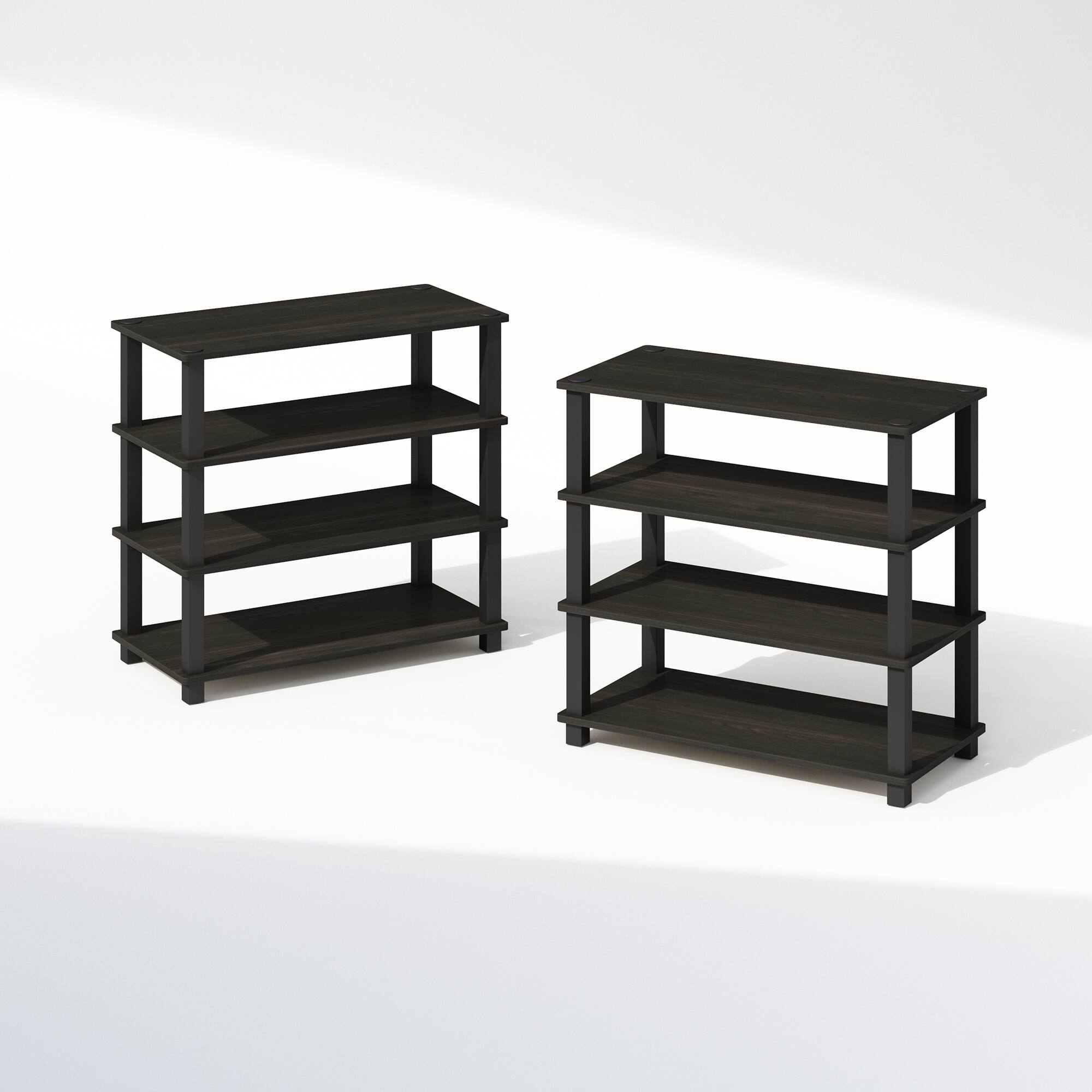 Furinno - Turn-S-Tube 4-Tier Multipurpose Shoe Rack, Set of 2 - Espresso/Black