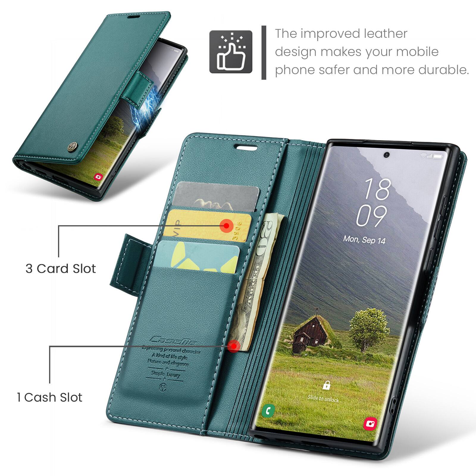 The improved leather design makes your mobile phone safer and more durable.

G 3 Card Slot
3806
18 09 Mon, Sep 14
Caselie 3 Card Slot
1 Cash Slot

Slide to unlock