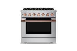 Hauslane - HausPro 36 in. 6 Burners (20,000 BTU) Freestanding Dual Fuel Range - Rose Gold