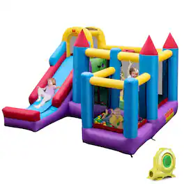 Gymax - Inflatable Bounce House 5-in-1 Inflatable Bouncer Indoor&Outdoor w/ 735W Blower