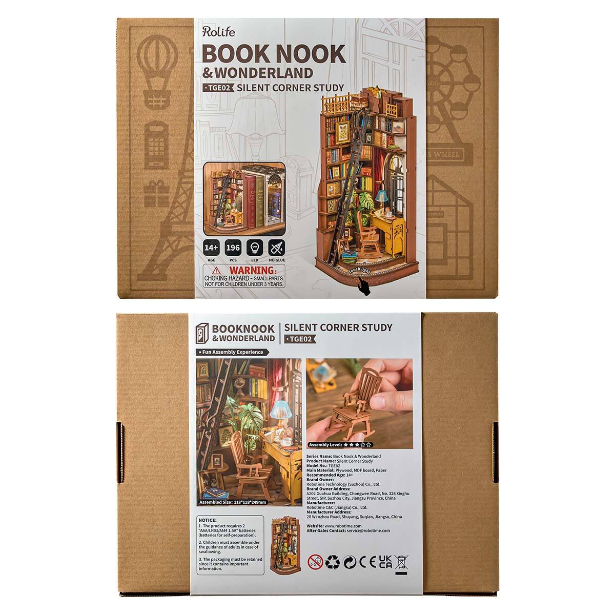 Rolife Book Nook Kit DIY Miniature House Dark Academia Bookshelf Decor ...