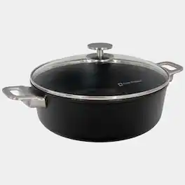 Swiss Diamond - CHD Nonstick Braiser with Glass Lid, 5.3 qt - Black