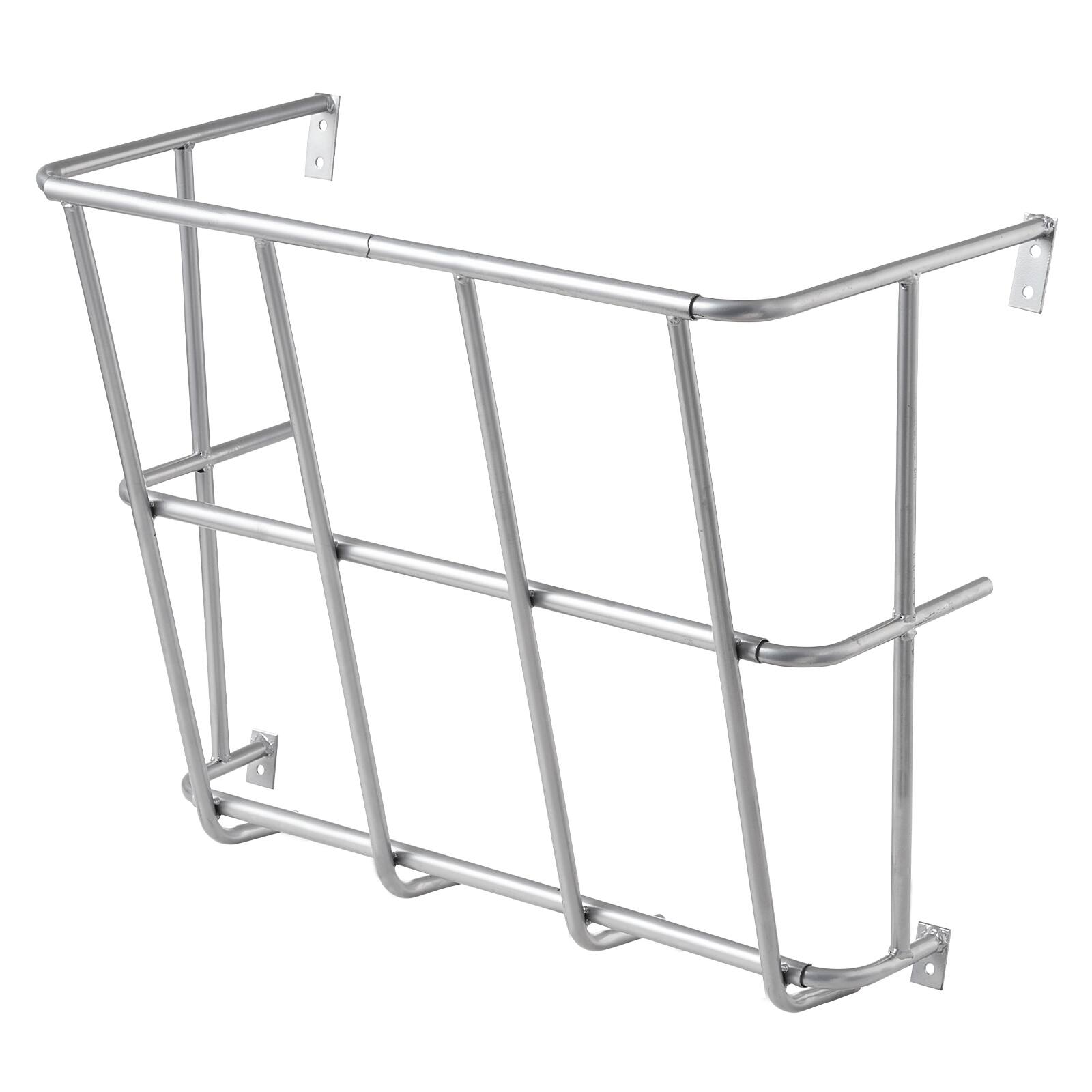 Alt View 5. VEVOR - Livestock Hay Feeder, 18.5 Gallons Large Capacity, Heavy-Duty Steel Goat Hay Rack, 24.4" Long Wall Mounted - silver.