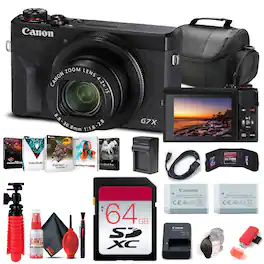 Canon - PowerShot G7 X Mark III Camera (3637C001) + 64GB Card Battery Bundle (International Version) - Black