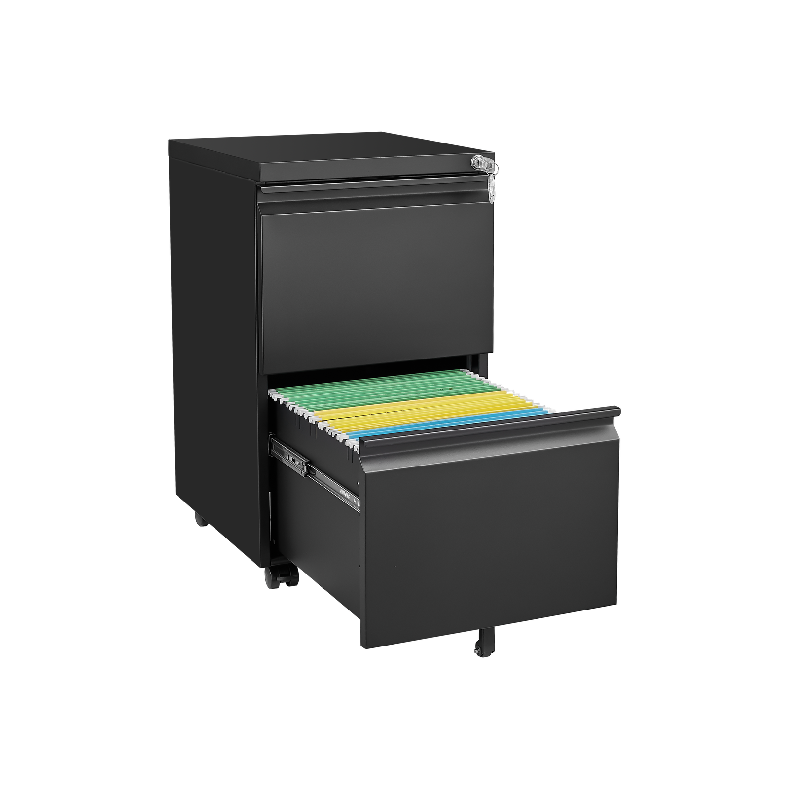 Alt View 7. Spaco - 2-Drawer Rolling File Cabinet, Locking Metal, Under Desk for Home Office, Legal Size Compliance, Easy Assembly - Black.