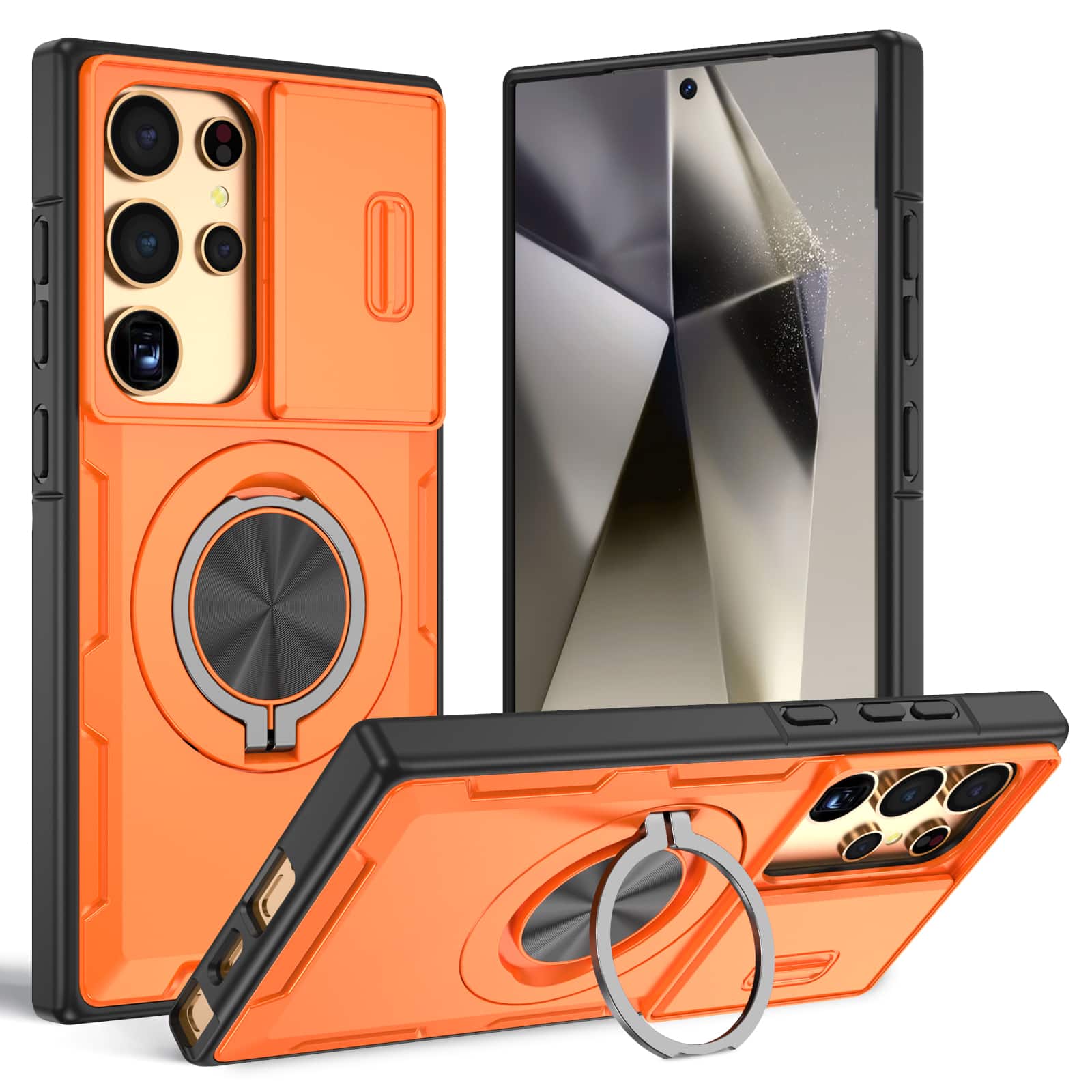 UUCOVER - For Samsung Galaxy S25 Ultra Heavy Duty Case with Slide Camera Cover, Rotatable Magnetic Ring Kickstand Shockproof Cover - Orange price history on PriceWatchPro