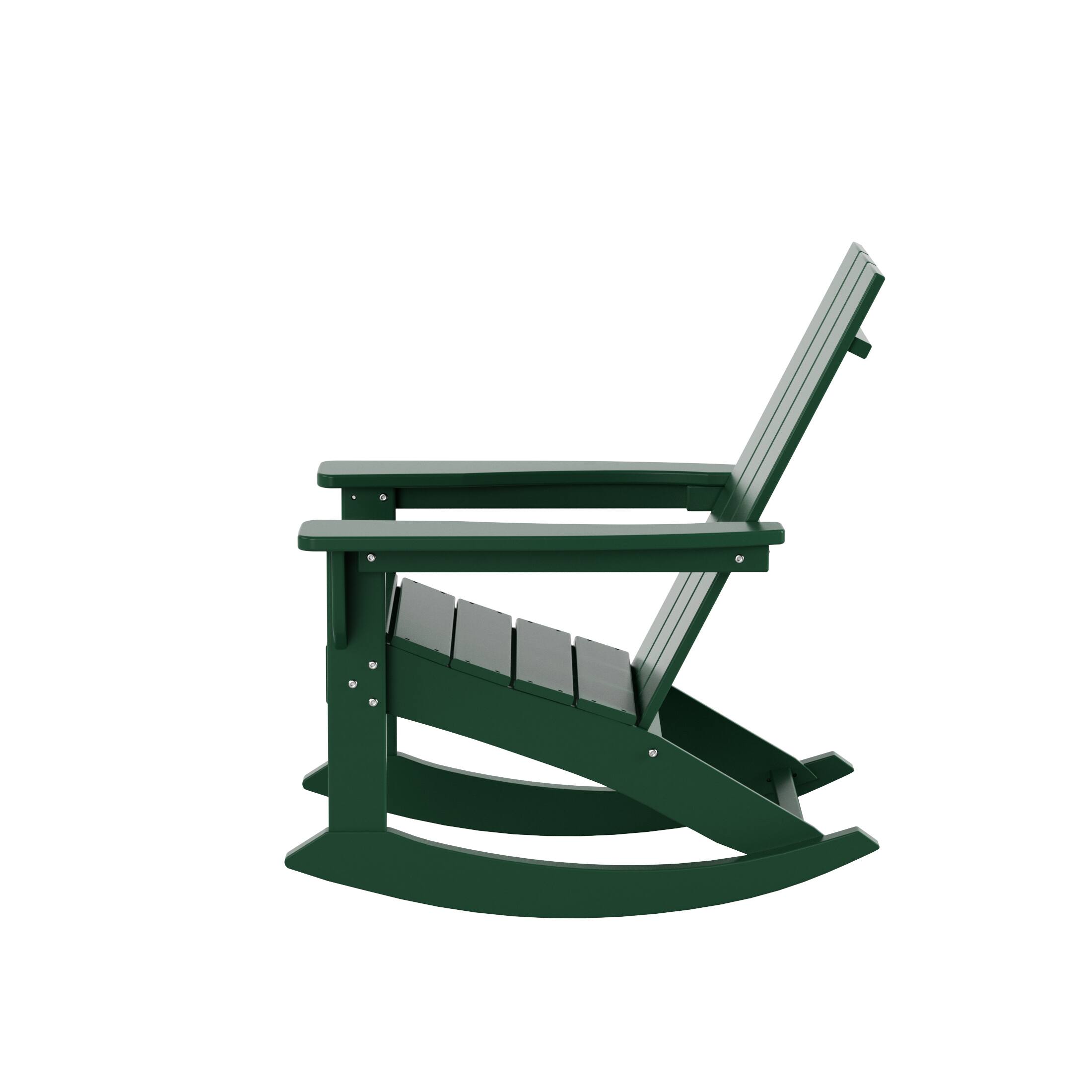 Alt View 4. WestinTrends - WestinTrends Ashore Outdoor Patio Modern Adirondack Rocking Chair - Dark Green.
