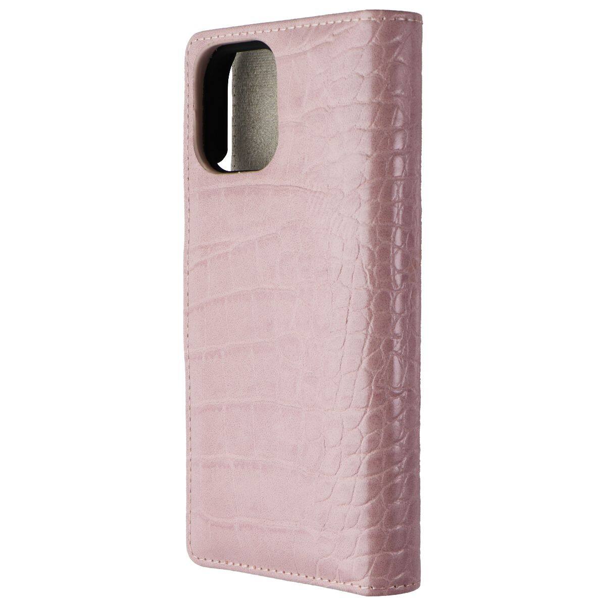 Front. iDeal of Sweden - iDeal of Sweden Phone Wallet Case for Apple iPhone 12 and 12 Pro - Rose Croco - Pink.