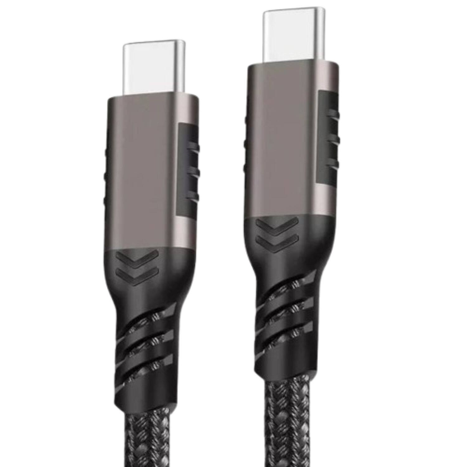 Front. Stock Preferred - USB-C to USB-C Fast Charging Cable (3ft) – 100W PD 5A, High-Speed Data Sync, Durable Nylon Braided.