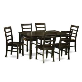 East West Furniture - 7 PC formal Dining room set-Table and 6 matching Dining Chairs - Cappuccino
