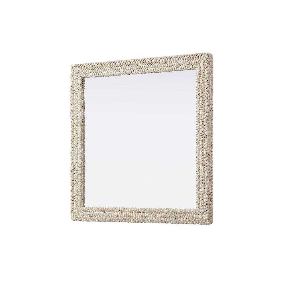Alt View 1. Elegant Decor - Rectangle Cornhusk Mirror 40x40 in Linen White - Linen White.