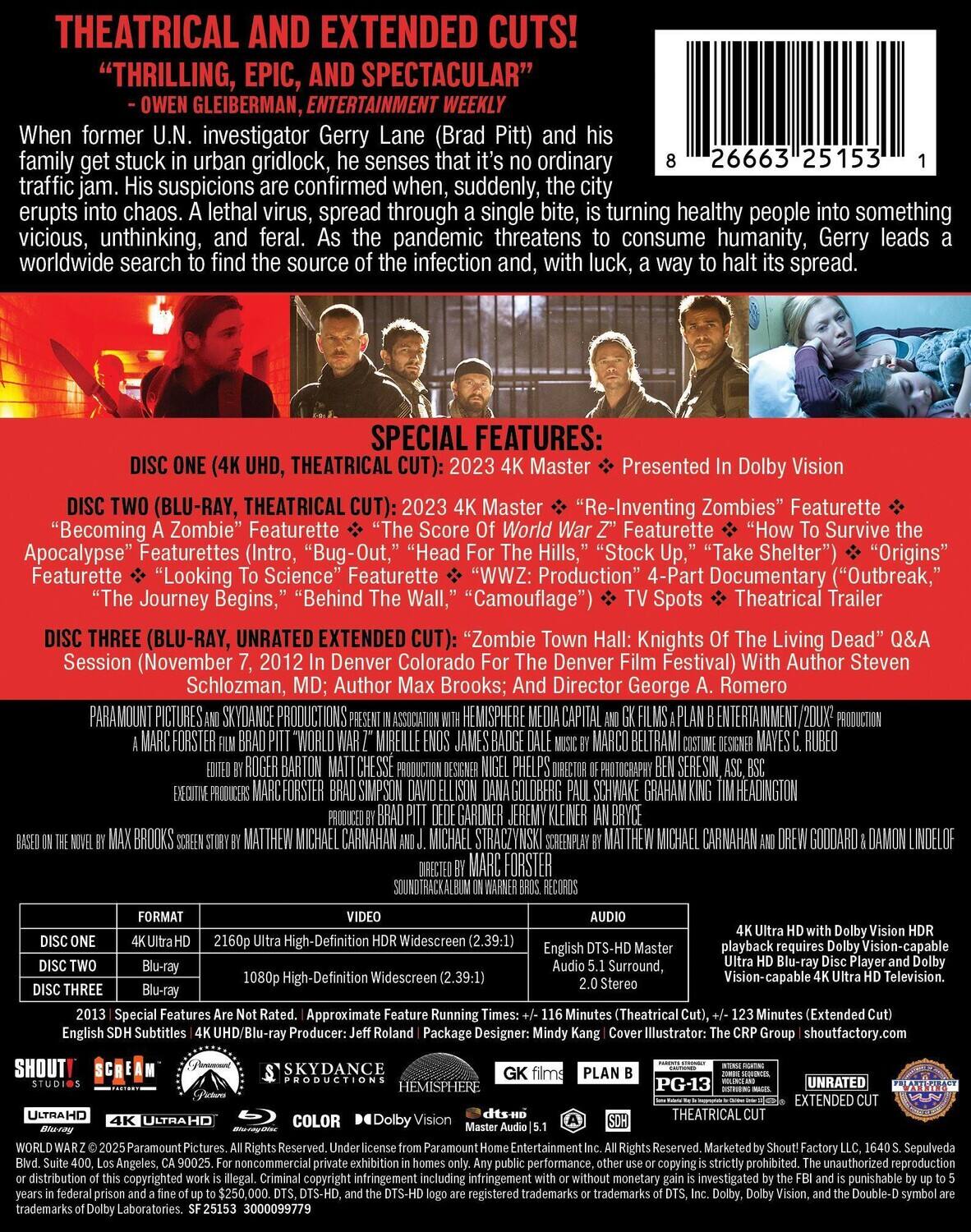 Alt View 1. World War Z (Steelbook)   - 4K Blu-Ray.