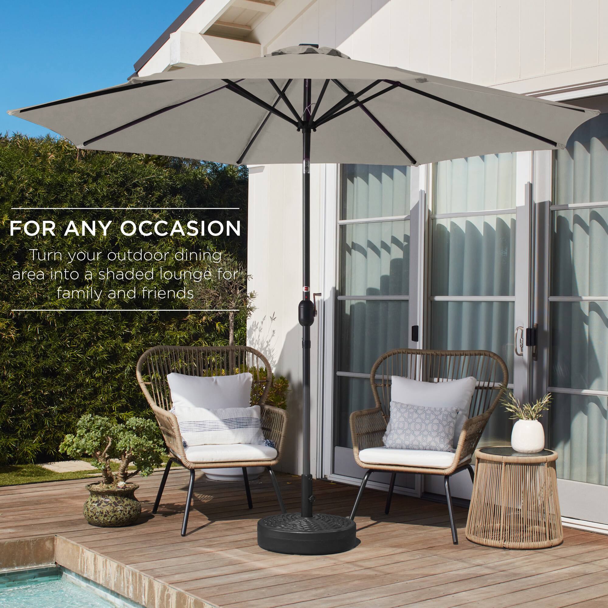 FOR ANY OCCASION
Turn your outdoor dining area into a shaded lounge for family and friends.