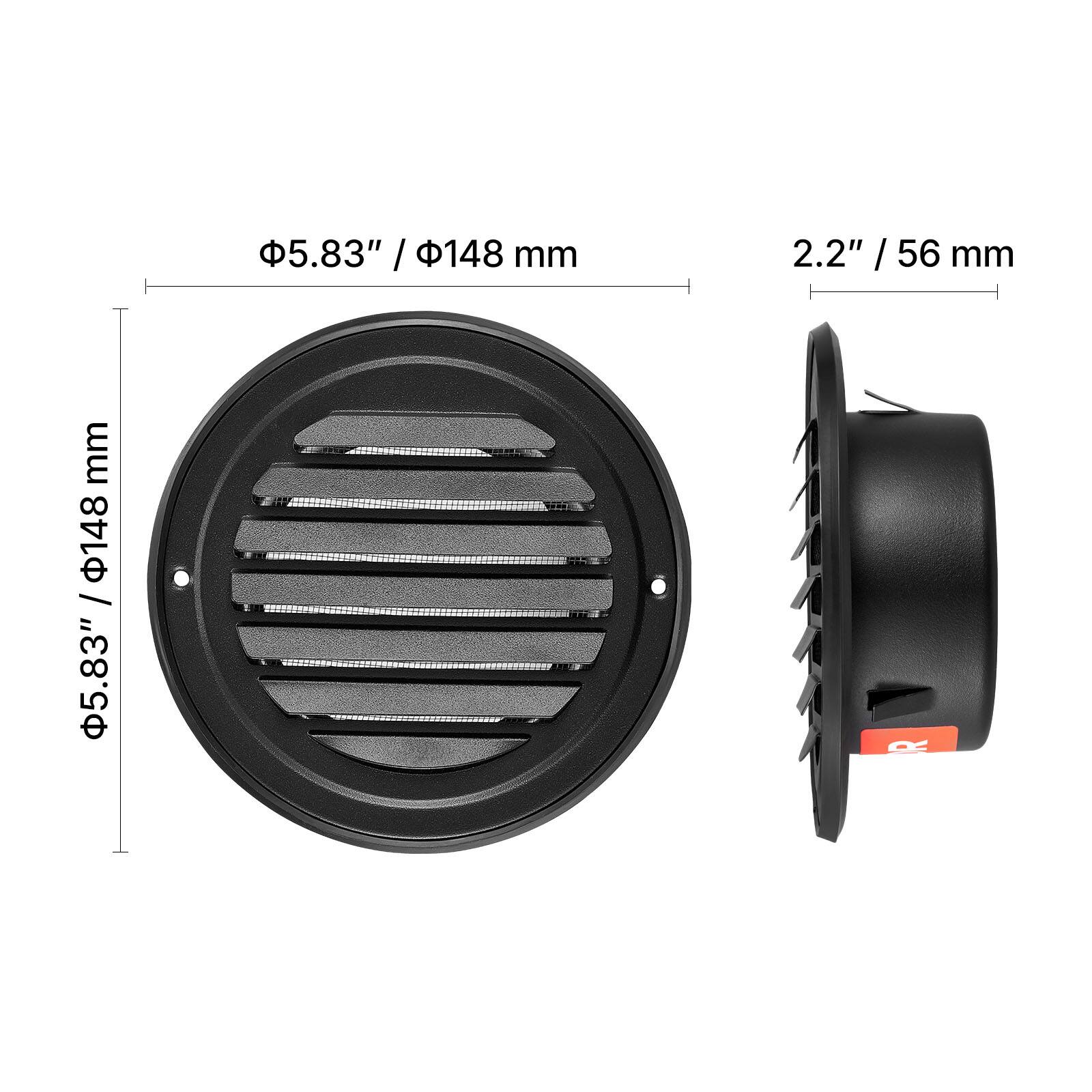 5.83" / 148 mm  
2.2" / 56 mm