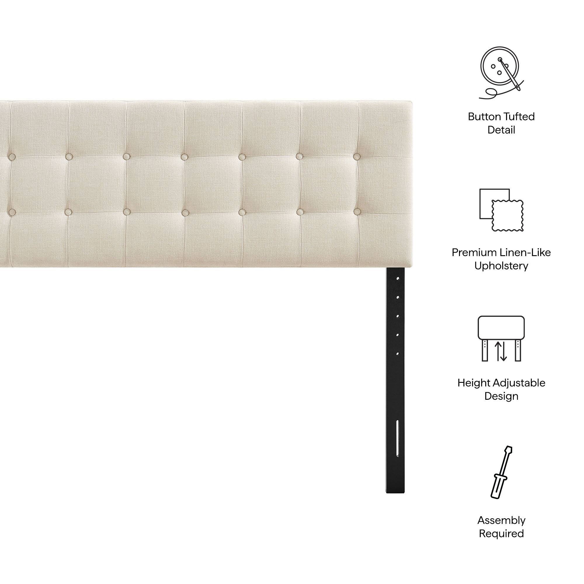 - Button Tufted Detail
- Premium Linen-Like Upholstery
- Height Adjustable Design
- Assembly Required