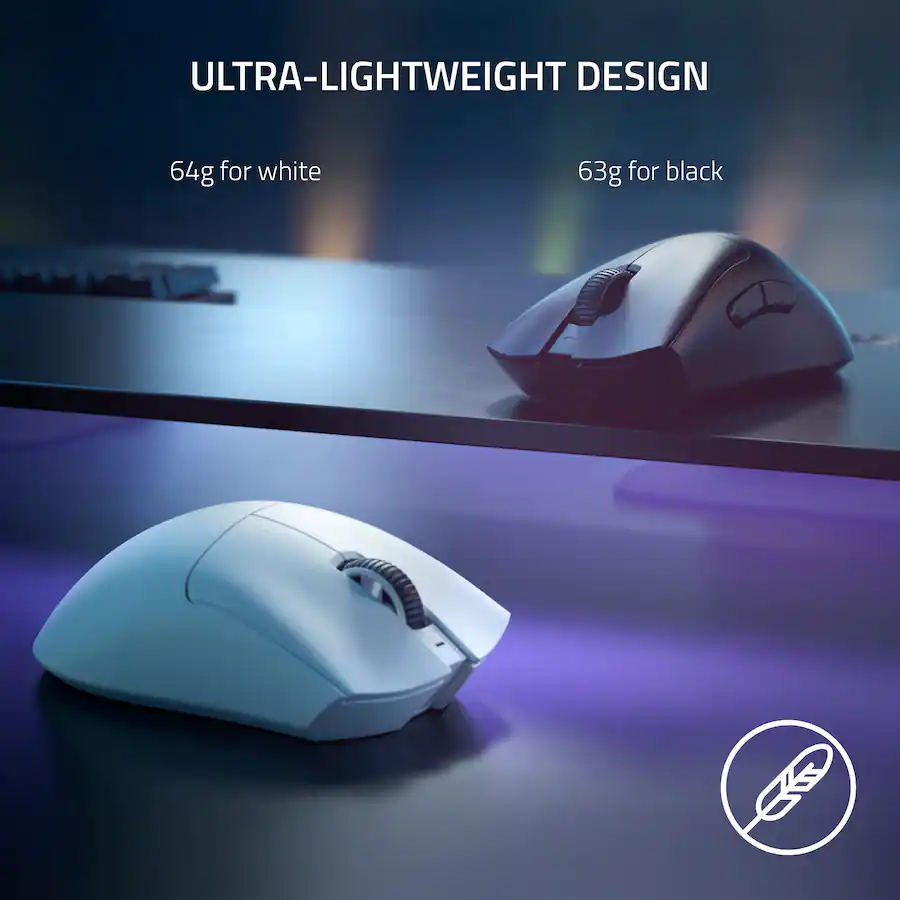 Ultra-Lightweight Design: 64g for white, 63g for black.