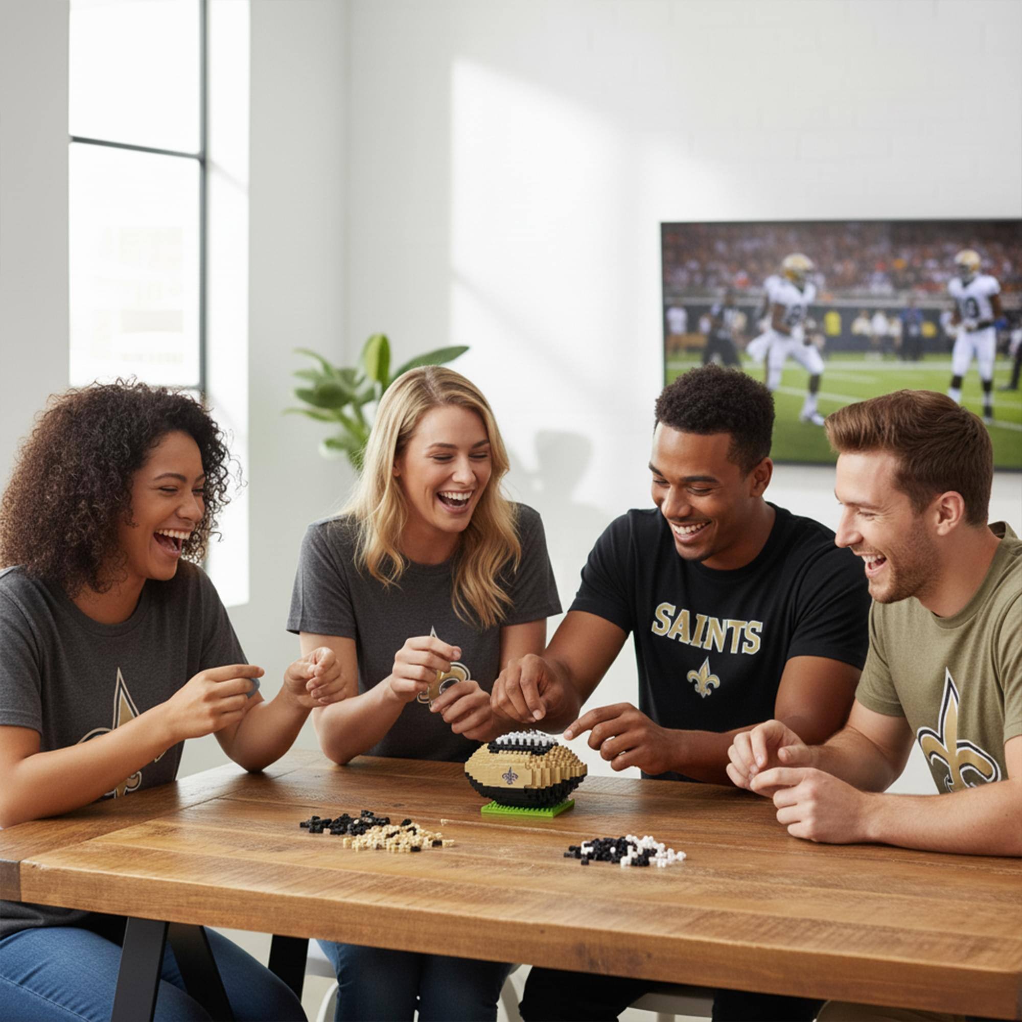 Alt View 2. Forever Collectibles - New Orleans Saints NFL BRXLZ Football 704-Piece Building Block Set - Beige.