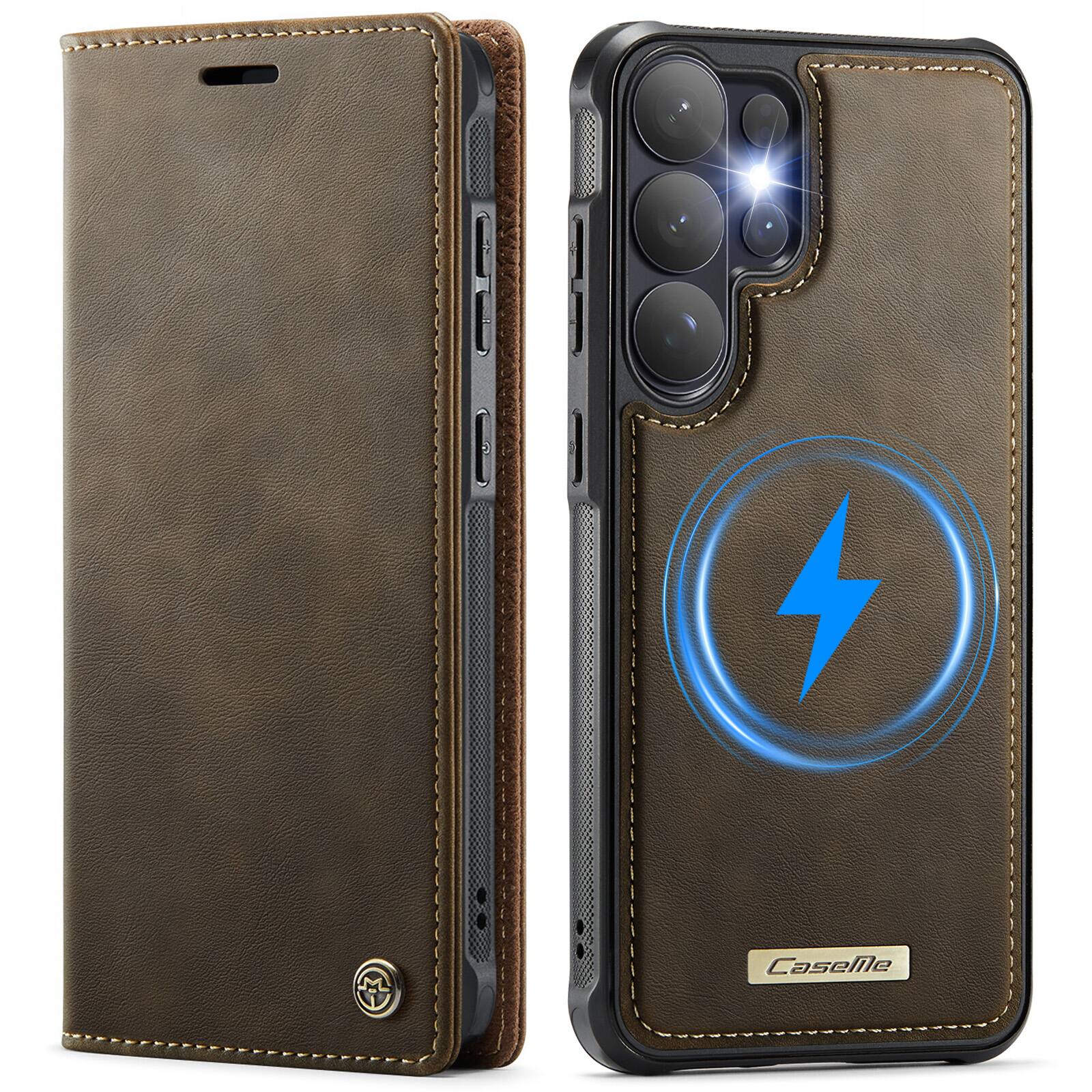 Alt View 6. UUCOVER - For Samsung Galaxy S26 Ultra Detachable Magnetic Wallet Case, RFID Card Slots Cash Holder Compatible with MagSafe Cover - Coffee.