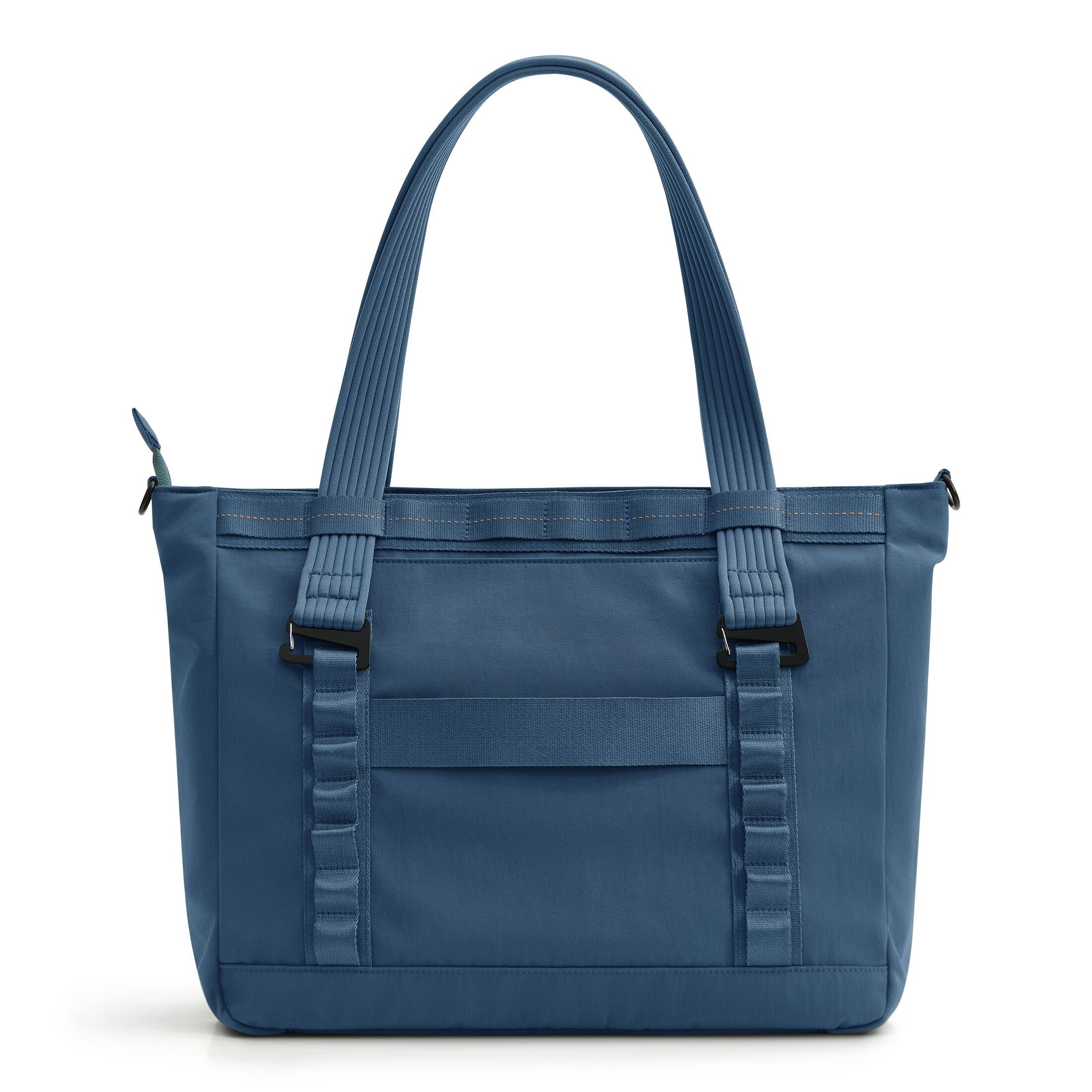 Left. Bagsmart - Moss Tote Bag for Women, Lightweight Shoulder Bag for 15.6"Laptop, Water-Resistant Handbag for Work Travel - Blue.